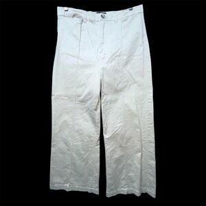 BRASS Cream Wide Leg Cropped Pants Size 14 27‎ Inseam Pleated Front